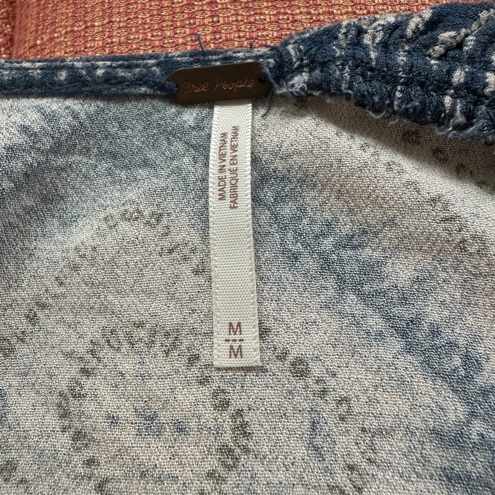 Free People Navy and Beige Asymmetrical Blouse - Picture 5 of 6